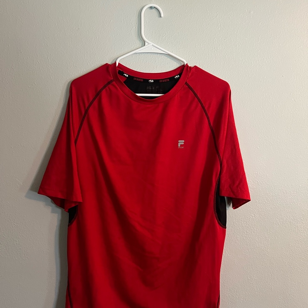 Fila Men's Red and Black Rash Guard